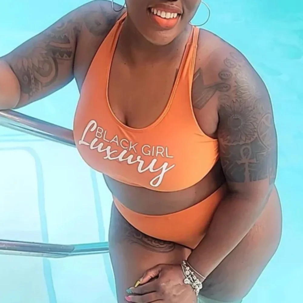 NEW! Black Girl Luxury Tankini Bikini Tank Top Swimsuit 2pc - Size M - Picture 3 of 3
